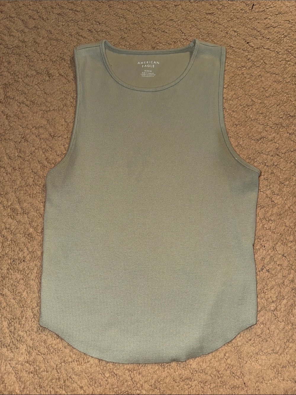 American Eagle Olive Ribbed Scoop Neck Tank